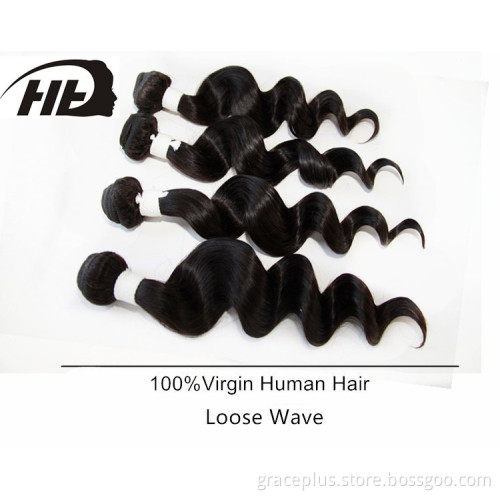 100% virgin hair extension,10"-30'', natural black loose wave, Unprocessed virgin peruvian loose deep wave hair
